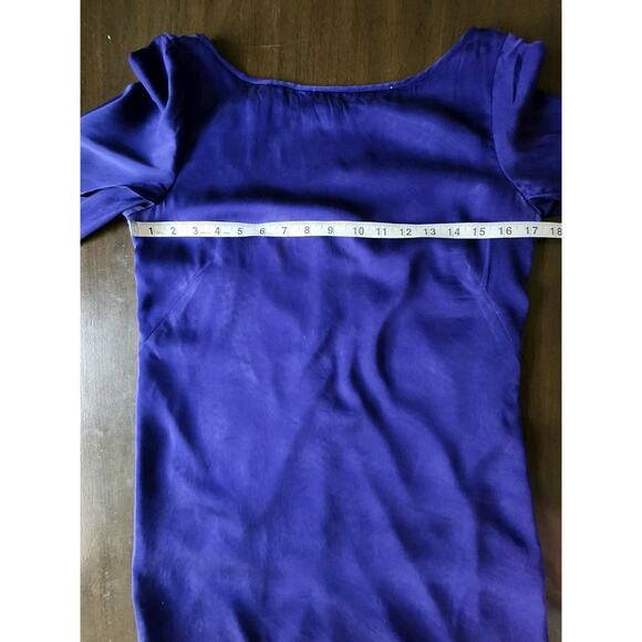 Milly Cobalt Blue Silk Blend Mini Shift Dress sz 4 Butterfly Sleeve Boat Neck - Picture 7 of 9